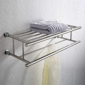 Wall Hanging Stainless Steel Bathroom Towel Shelf with Towel Bar