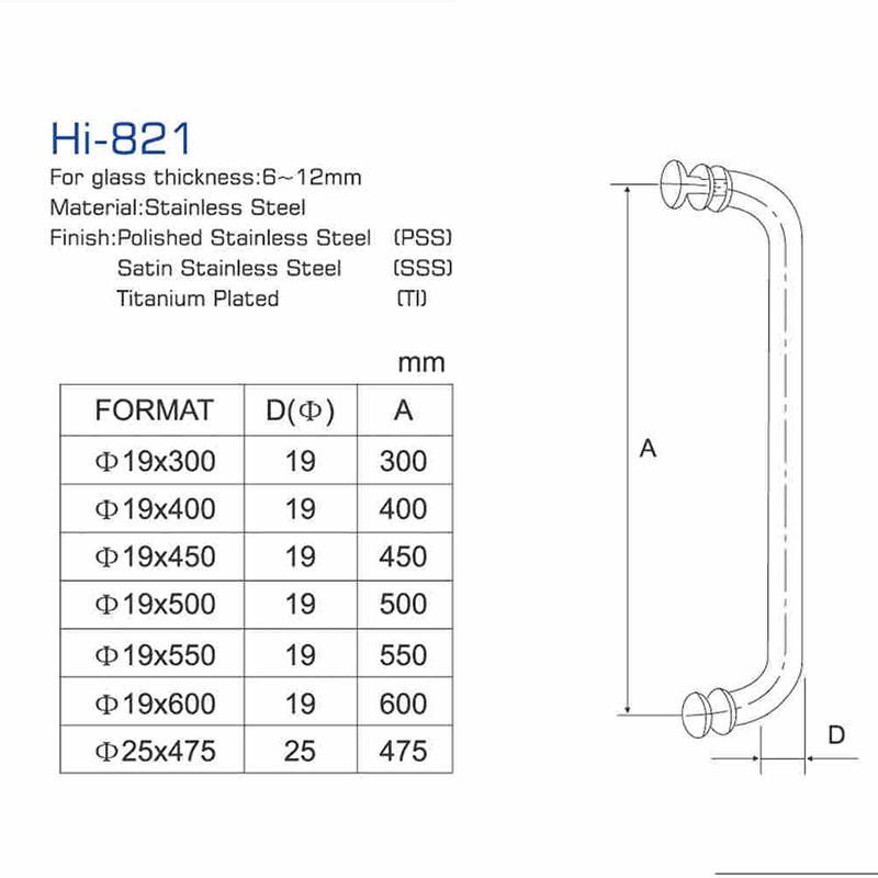 Hi-821 Best Price Bathroom Glass Hardware Shower Room Handle