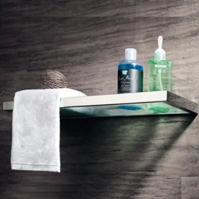 Glass Shower Shelf Stainless Steel Frame with Tempered Glass Bathroom Shower Rack