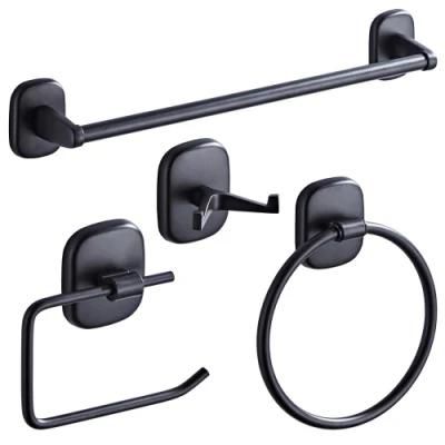 Bathroom Hardware Accessory Set Includes 24&quot; Towel Bar, Toilet Paper Holder, Hand Towel Bar and Robe Hook - Bathroom Towel Rack Set Matte Black