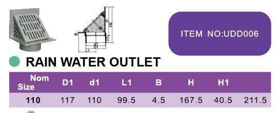 Era PVC/UPVC/Plastic/Non-Pressure Pipe Fitting Drainage Era Rain Water Outlet for Drainage
