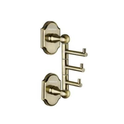 Wholesale Antique Brass Finishing Zinc Alloy Coat Robe Hooks with 3 Legs