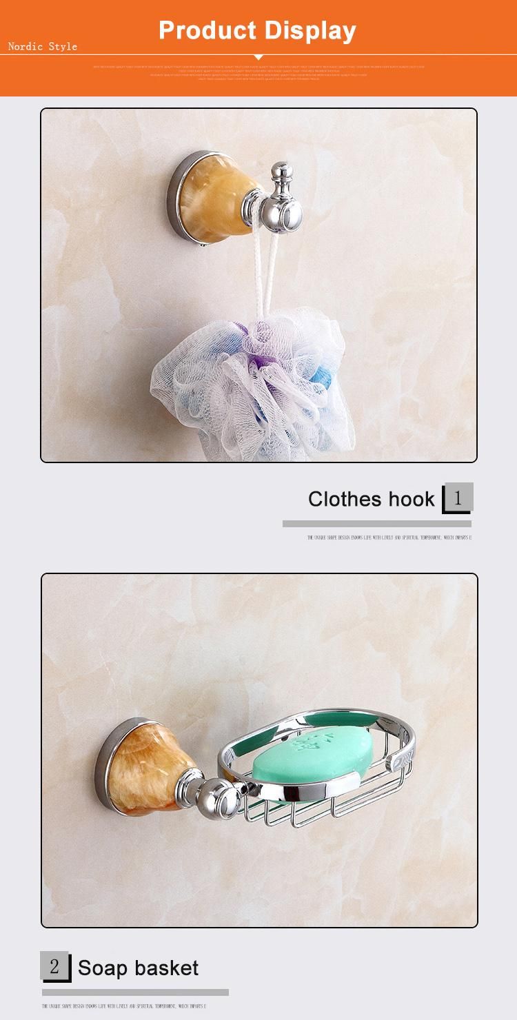 Commercial Hotel Wall Mounted Chrome Plating Marble Decorate Bath Towel Rack Set
