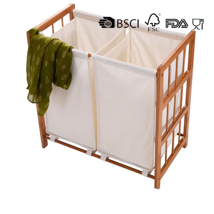 Eco-Friendly Bamboo Laundry Hamper for Sorter Storage Clothes
