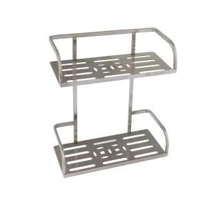 Luolin Bathroom Shower Double Shelf Premium 304 Stainless Steel 2 Tier Rectangle Rack Shower Caddy Organizer Holder Stand, Brushed 972130-8