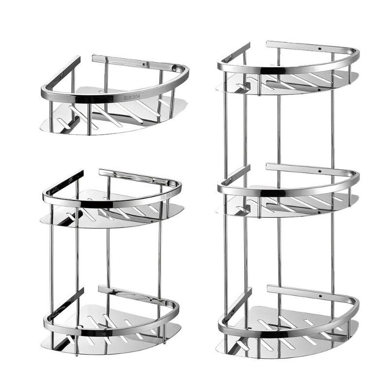 Matte Black 304 Stainless Steel Corner Shower Shelf SUS304 Rustproof Triangle Bathroom Shower Caddy Basket Storage Organizer Shower Accessories