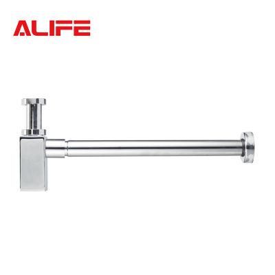 Alife 1-1/4 Square Brass Basin Waste Siphon Odour Bottle Trap with Stainless Steel Pipe