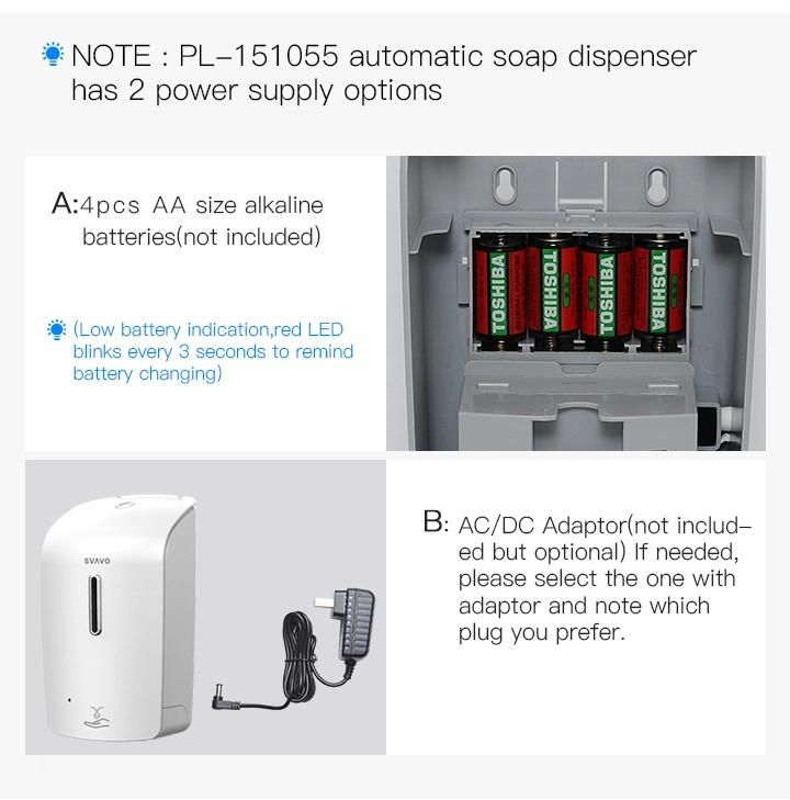 Custom Industrial 1L Automatic Touchless Hand Sanitizer Liquid Soap Dispensers