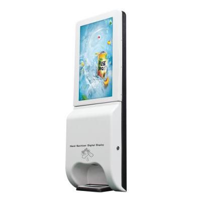 Auto Dispenser Mental Cover Hand Sanitizer Kiosk with 21.5inch Ad Player in Stock