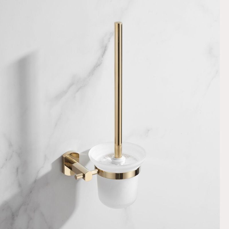 Modern Bathroom Cleaning Brush Holder Toilet Holder Round Copper Golden