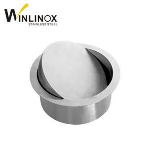 Round Stainless Steel Trash Bin Flap Lid Waste Receptacle Swing Top Cover