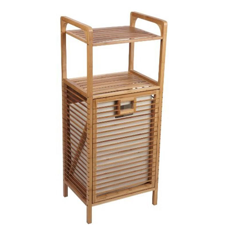 Home Folding Bamboo Hamper (Large) Made of Natural Bamboo Includes Machine Washable Cotton Canvas Liner