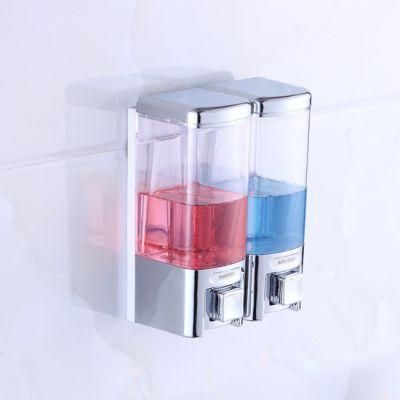 FLG Two Chamber Bathroom Soap Dispenser with Ribbed Bottle Chrome
