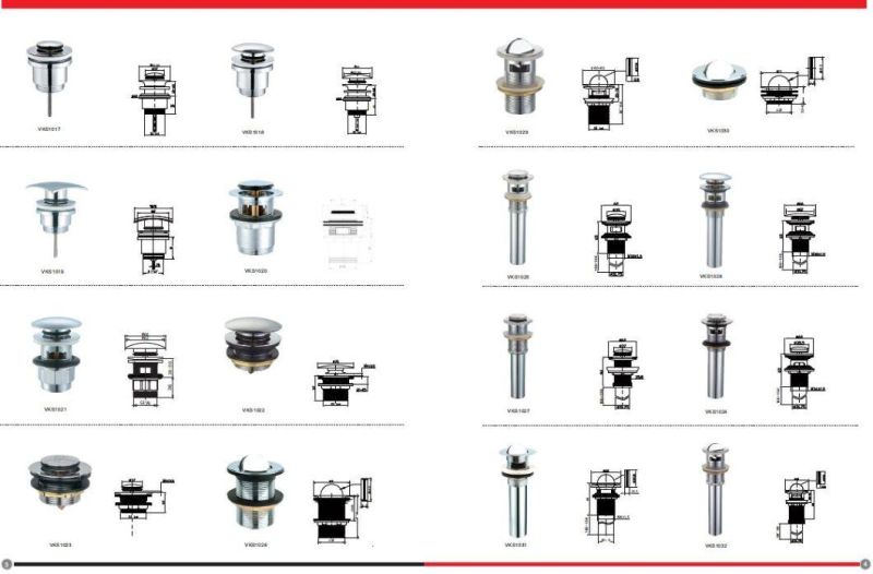 Brass Basin Pop-up/Clic Clac Semicircular Plug Unslotted Waste Sink Drainer with Zinc Backnut