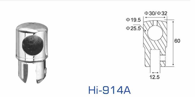 Hi-914A Frameless Glass Panel Stabilizer for 19/22/25mm Round Pipe