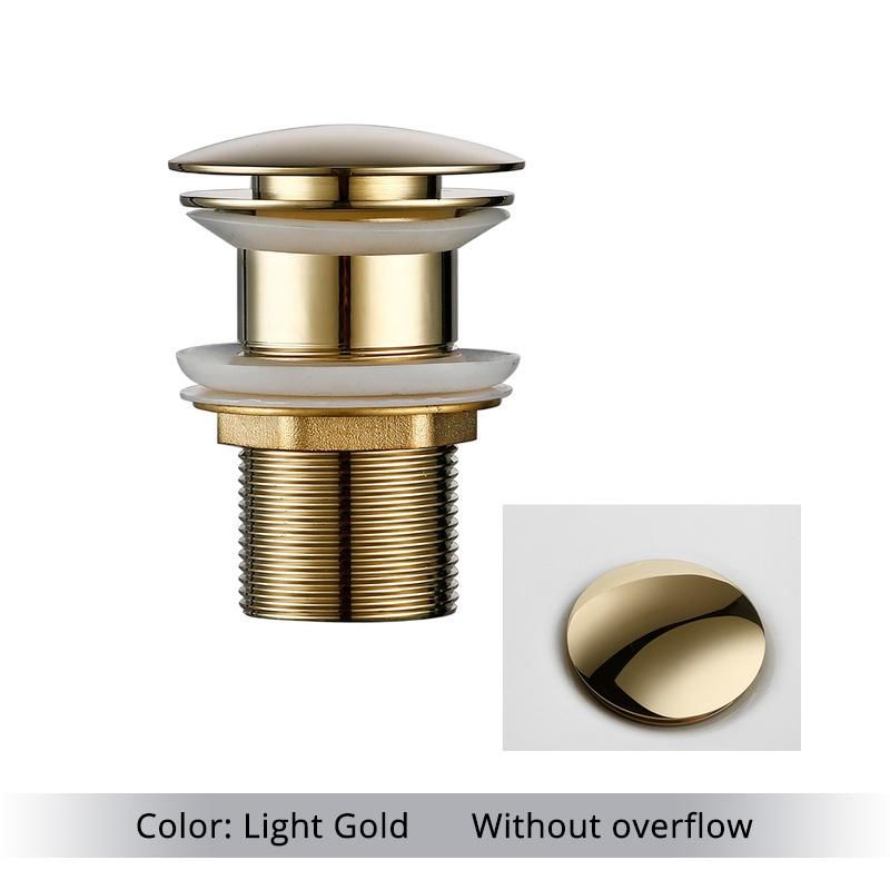 Light Gold Color Basin Water Strainer Brass Pop up Sink Strainer Without Overflow