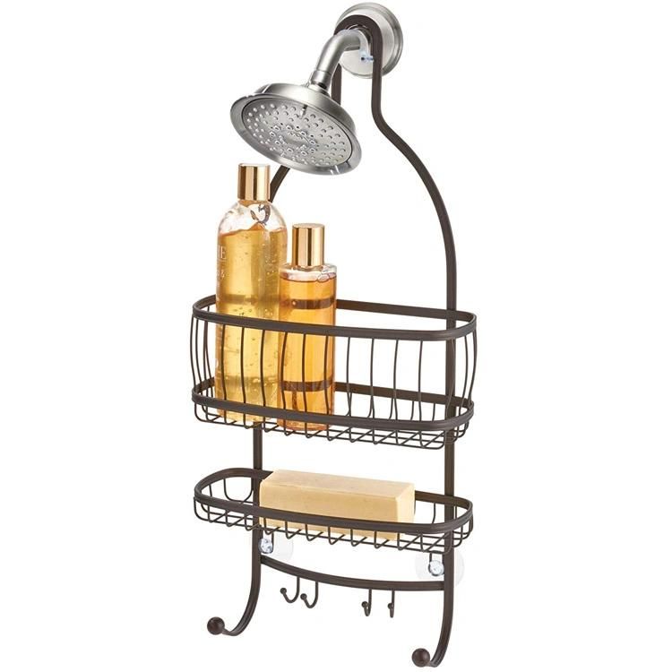 Dual Tier Metal Bathroom Shower Caddy Shelves