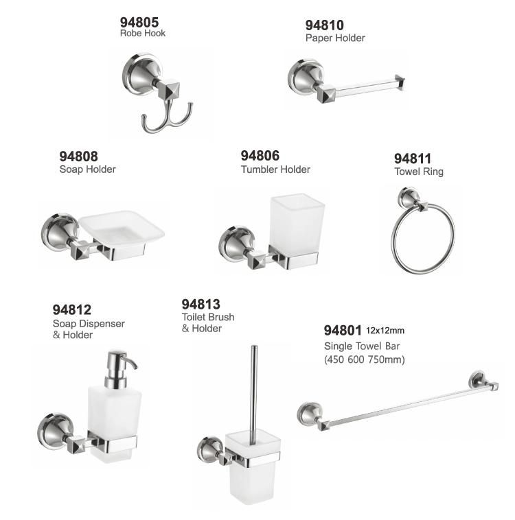 Bathroom Accessory Sets Towel Rack Shower Accessories Tissue Holder Cheap Sample Available Chrome Hotel Washroom Toilet Accessories 6 Piece Bathroom Accessories
