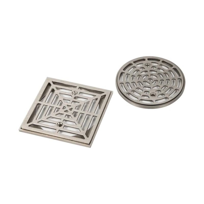 Zinc Alloy Nickel Brushed 4" Square Shower Drain