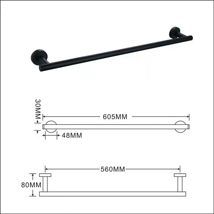 Black Towel Rack with Shelf Factory Manufacture Bathroom Hardware