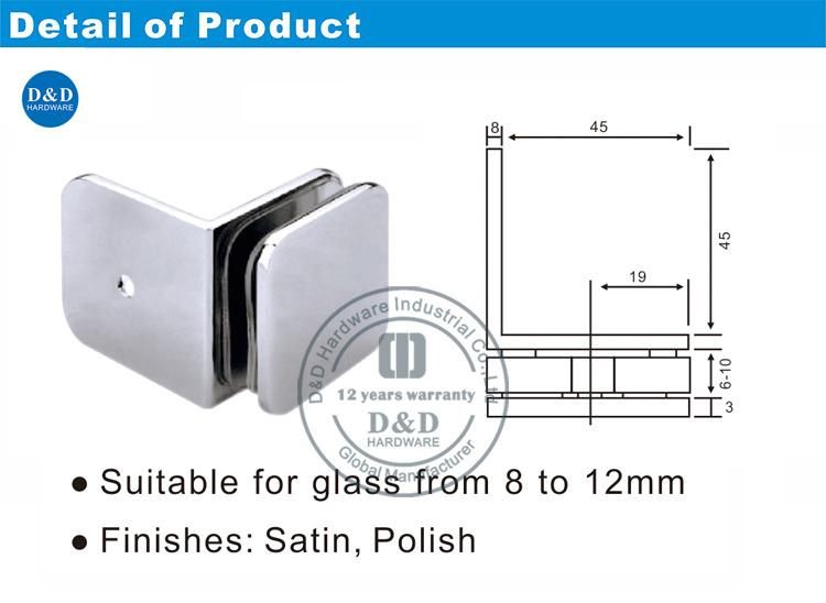 Glass Door Fitting Glass Clamp Made in Stainless Steel for Bathroom