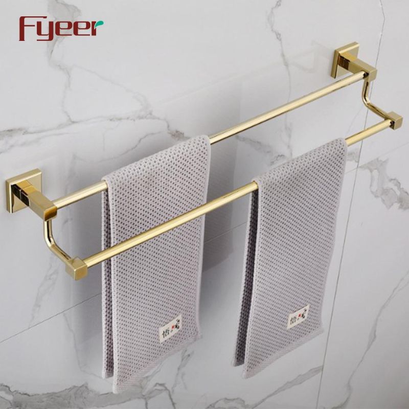 Fyeer Gold Plated Solid Brass Bathroom Accessory Set