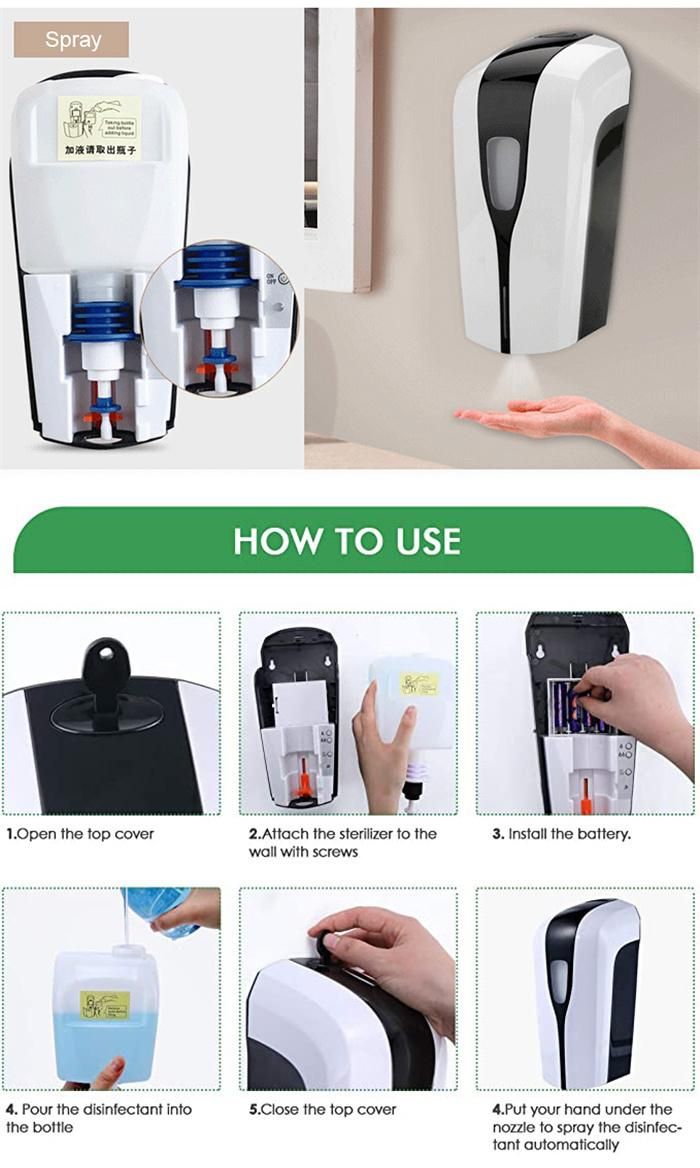 Saige 1000ml Wall Mounted Automatic Touch Free Hand Sanitizer Refillable Dispenser