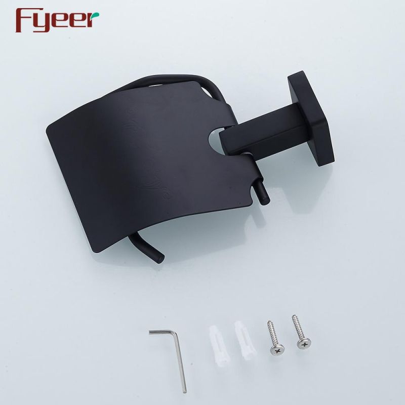 Fyeer Bathroom Accessory Aluminum Matt Black Toilet Paper Holder