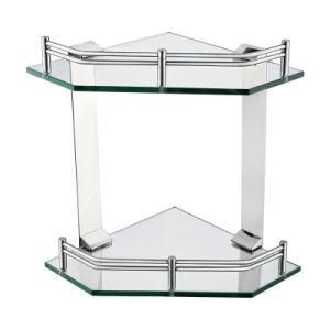 Luolin -Saver in Future- Bathroom Double Glass Shelf Glass Rack, Corner Rack Triangle Showers Shelf, Showers Caddy Bath Tray Glass Showers, 27225-17