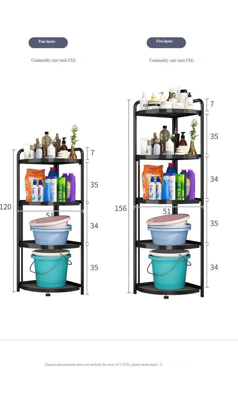 Folding Bathroom Storage Rack Standing Corner Shelf