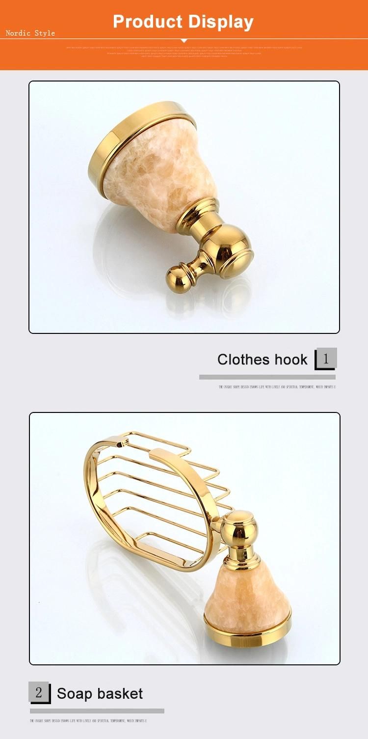 Polished Gold Marble Decorate Bath Towel Rack Wall Mounted Elegant Hotel Metal Towel Rack