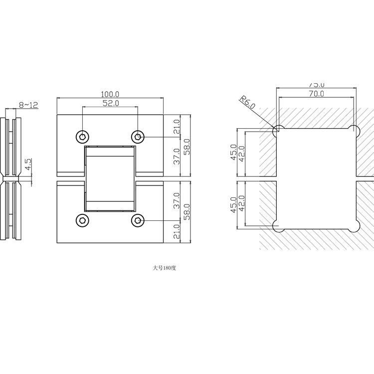 Bathroom Fittings Glass to Glass 180 Degree Solid Brass Polish Chrome Phlishing Glass Shower Hinges Connector Joboo Zb605