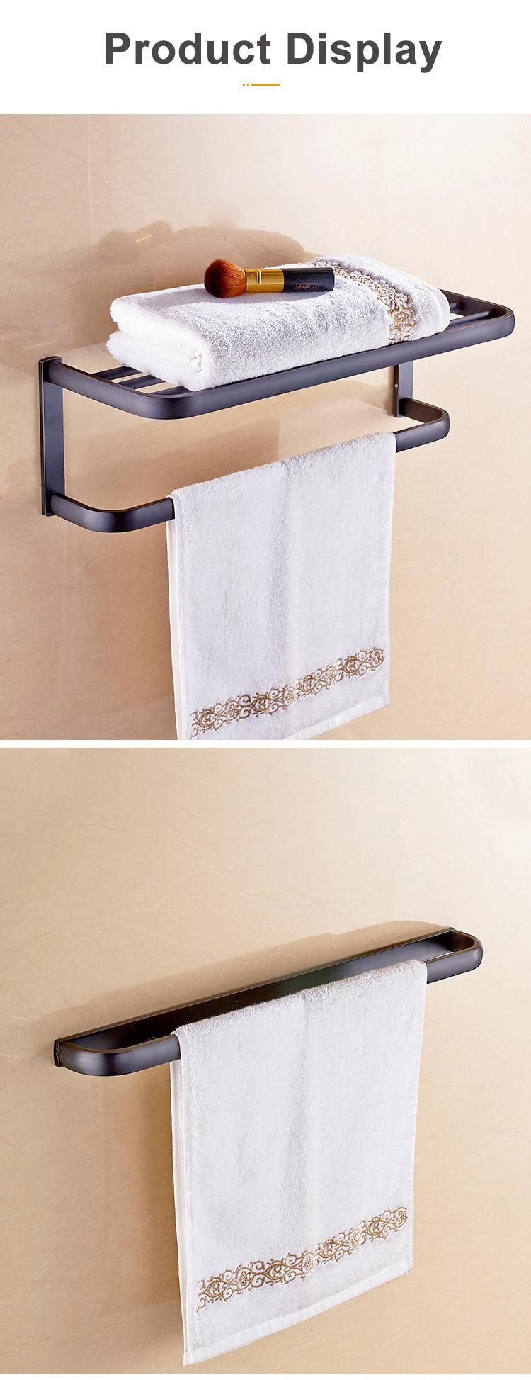 Hotel Matte Black Bathroom Modern European Wall Mounted Brass Hotel Towel Rack