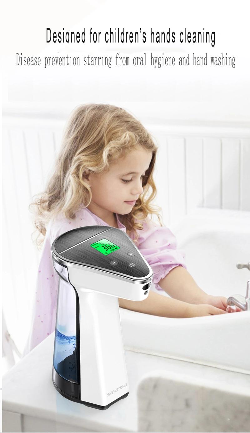 Hotel Use 480ml UV Sensor Sensortemperature Measurement Automatic Foam/Liquid Hand Cleaning Soap Dispenser with LCD Display