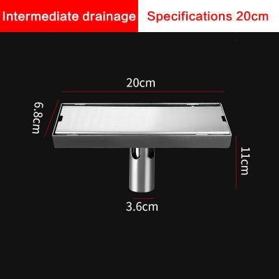 20*6.8cm Hotel Bathroom Invisible Long Floor Drain 304 Stainless Steel Deep Water Seal Odor Proof Floor Drain