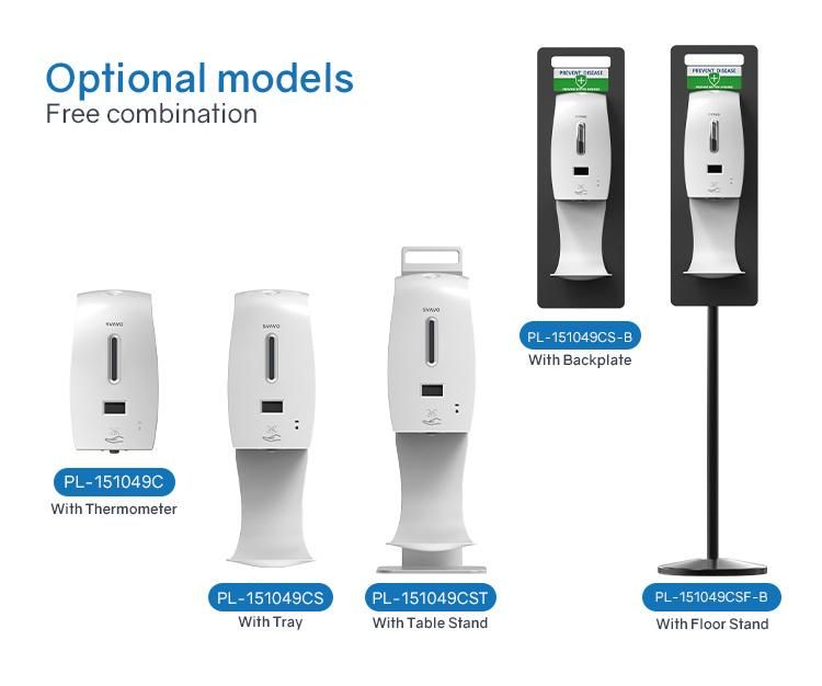 Wall Mounted Battery Operated Touchless Automatic Spray Alcohol Hand Sanitizer Dispenser with Thermometer