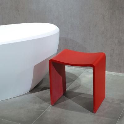 Functional and Durable Red Solid Surface Cast Stone Bathroom Stools