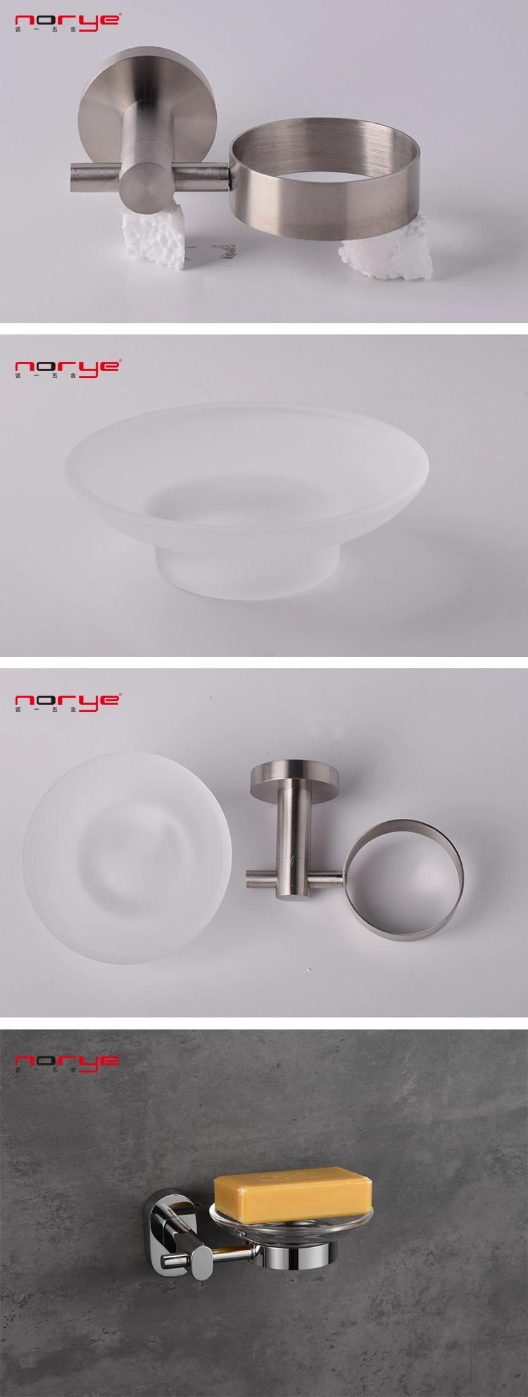 Luxury High Quality Wall Mounted Mirror Finishing SS304 Stainless Steel Bathroom Accessories Set Glass Soap Dish Holder