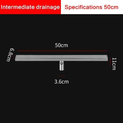 50*6.8cm DN50 Thickened Solid Striped 304 Stainless Steel Floor Drain Shower Room Long Strip Large Displacement Odor Proof Floor Drain