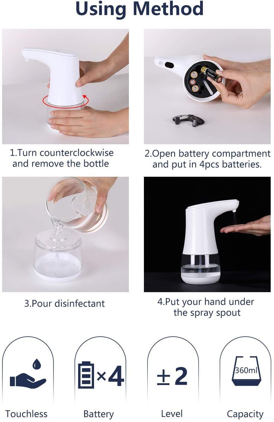Touchless Hands Free Sanitizer Liquid Electric Foam Smart Spray/ Alcohol/ Foam /Gel Automatic Sensor Soap Dispenser