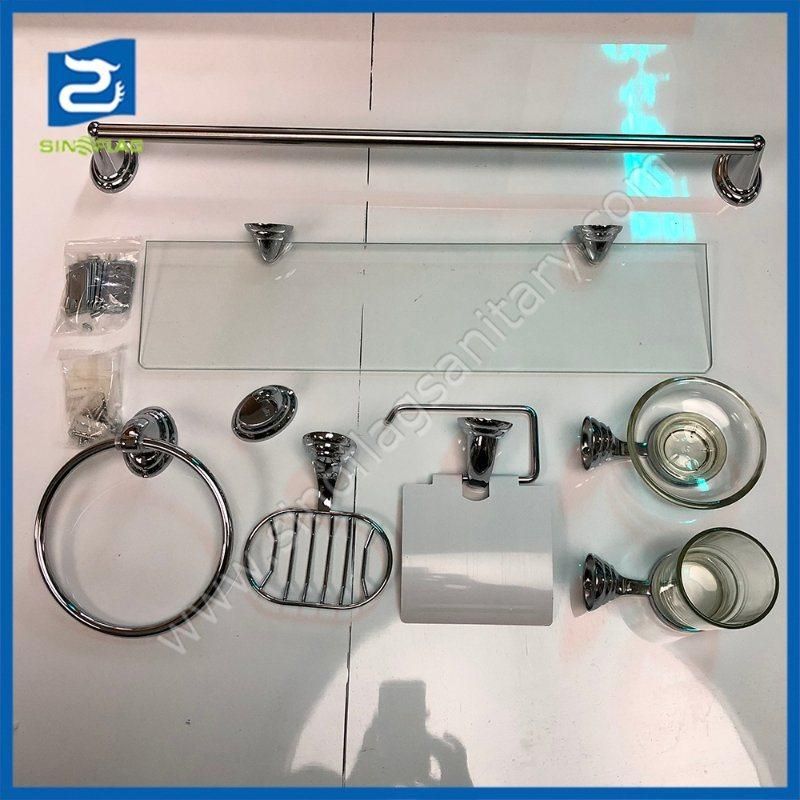 6PCS Cheap Zinc Alloy Washroom Hardware Kits Toilet Hotel Bathroom Accessories Set