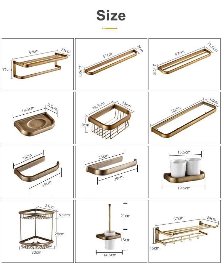Wall Mounted Bathroom Antique Brass European Elegant Vintage Hotel Towel Rack