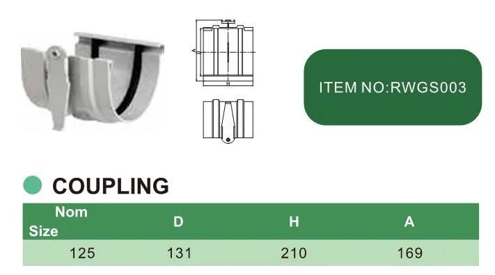 Era PVC Gutter Fittings Rain Gutter Fittings Plastic UPVC Coupling 110mm 125mm 170mm
