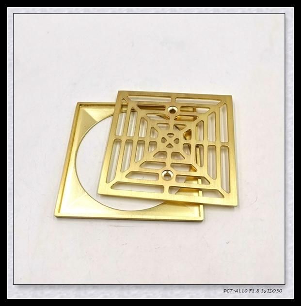 Zinc Alloy Brushed Gold 4 Inch Shower Drain
