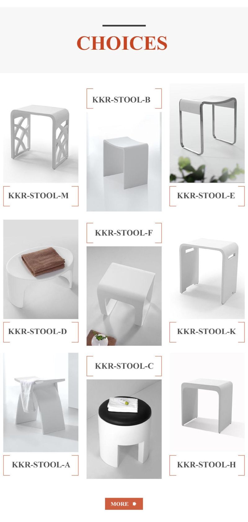 Shower Furniture Custom Made Stool Acrylic Stone Material Seat
