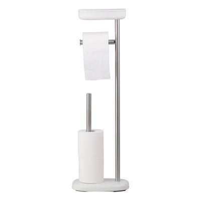 Amazon Hot Selling Stainless Steel Free Standing Bathroom Toilet Paper Roll Holder Stand