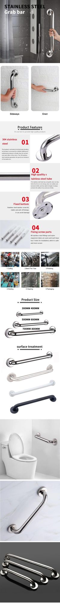 Hot Sell Stainless Steel Bathroom Accessories Hand Rail Safety Toilet Shower Grab Bar