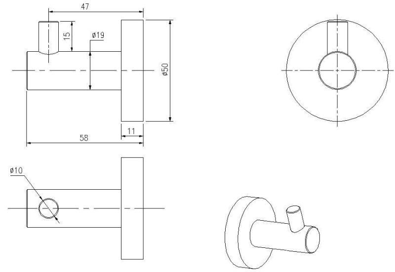 SUS304 Stainless Steel Round Wall Mounted Bathroom Hardware Set