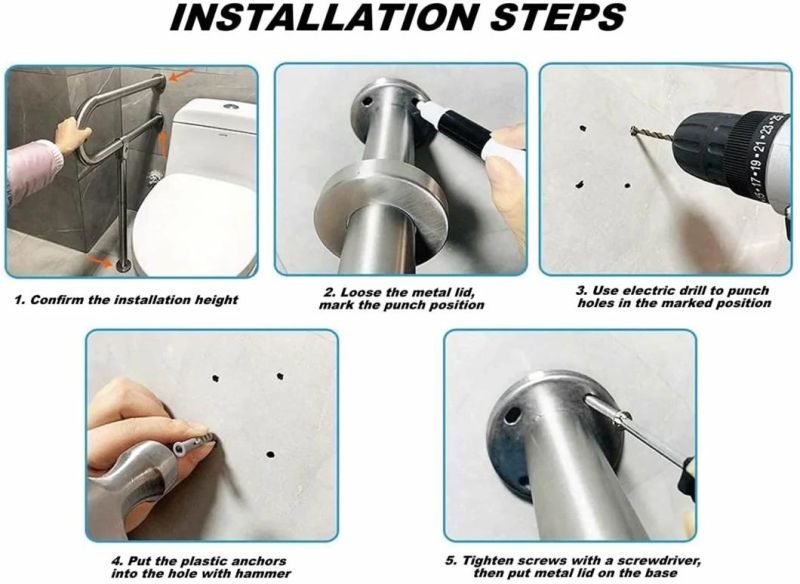 Commode Accessories Safety Hand Railing Guard Frame Shower Assist Aid Handrails