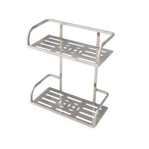 Luolin Bathroom Shower Double Shelf Premium Thicked 304 Stainless Steel 2 Tier Rectangle Rack Shower Caddy Organizer, Brushed 972130